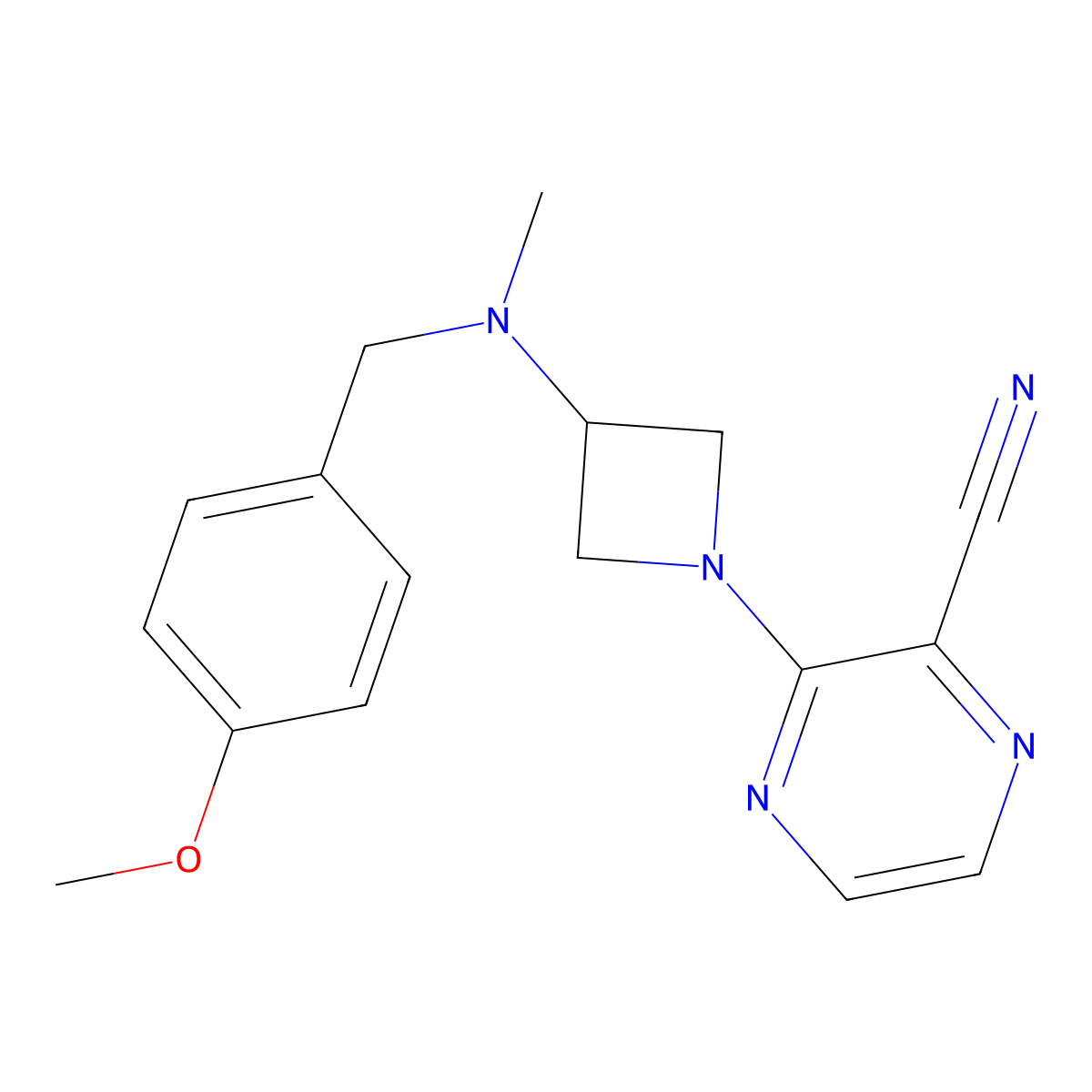 3-(3-{[(4-Methoxyphenyl)methyl](methyl)amino}azetidin-1-yl)pyrazine-2-carbonitrile molecular structure, CAS 2380142-93-6