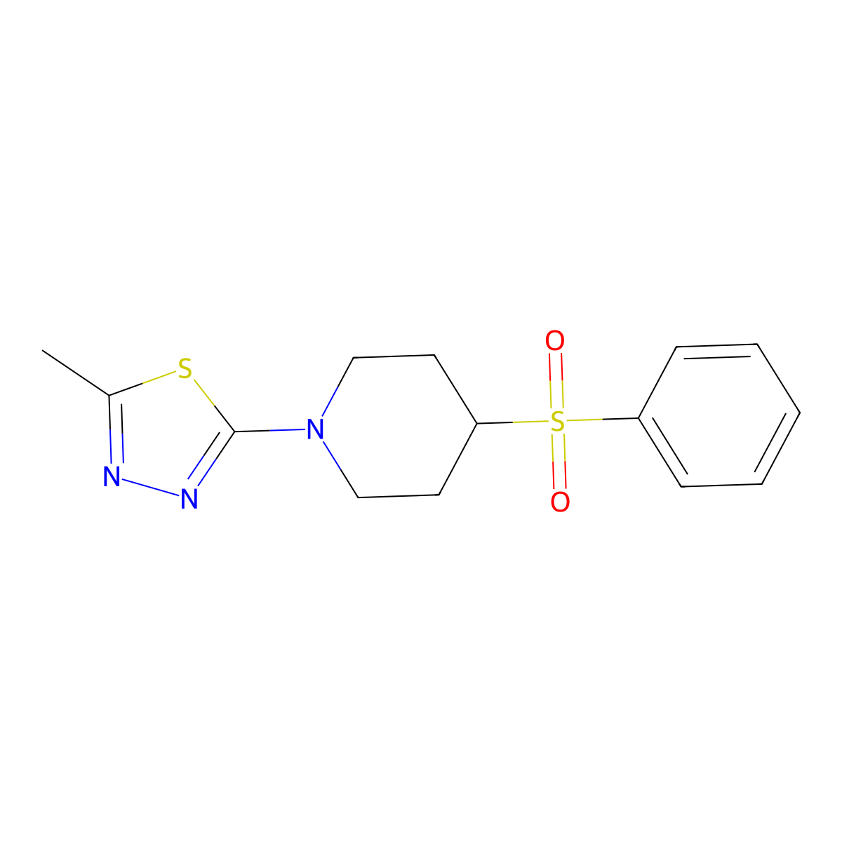 4-(Benzenesulfonyl)-1-(5-methyl-1,3,4-thiadiazol-2-yl)piperidine molecular structure, CAS 2380142-95-8
