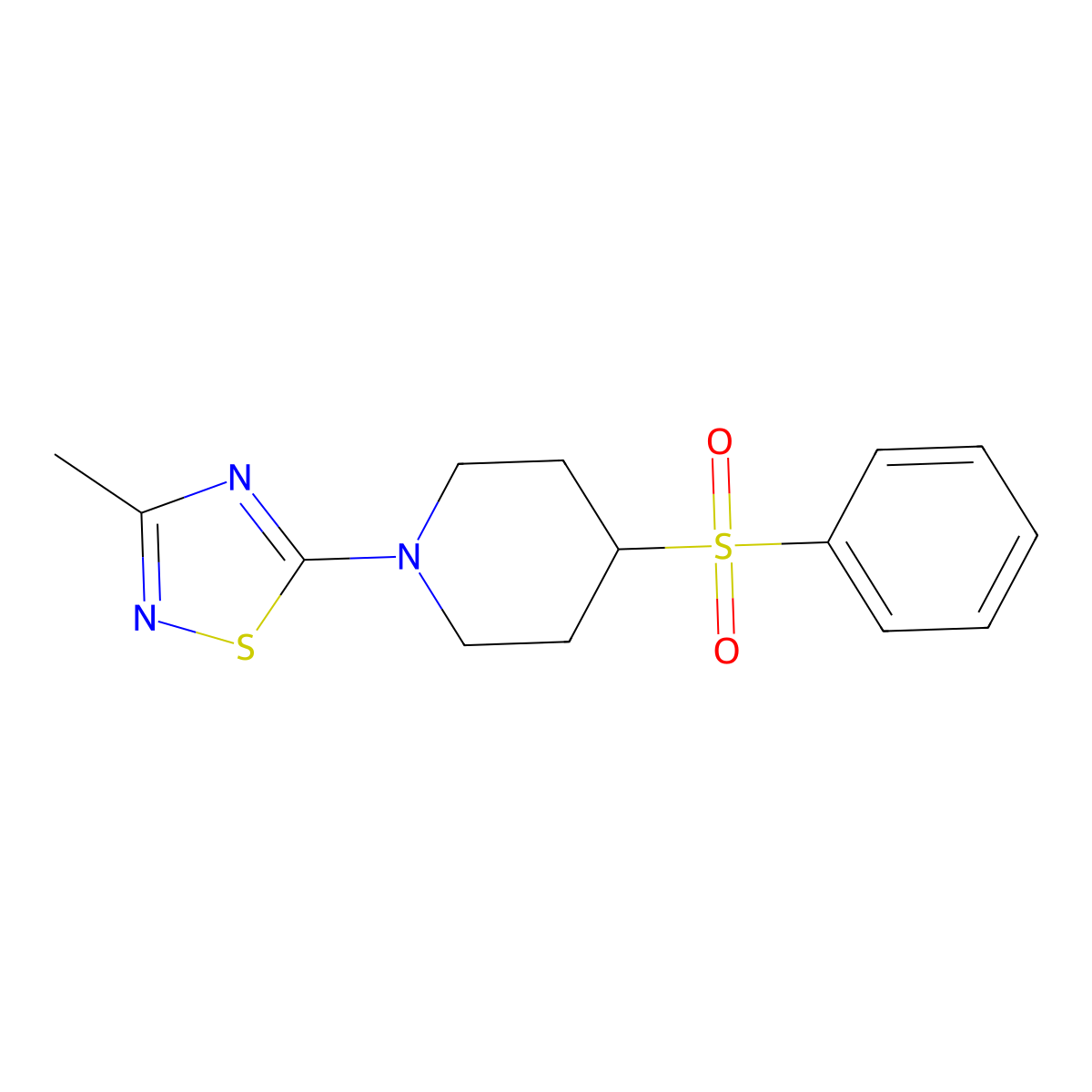 4-(Benzenesulfonyl)-1-(3-methyl-1,2,4-thiadiazol-5-yl)piperidine molecular structure, CAS 2380143-01-9