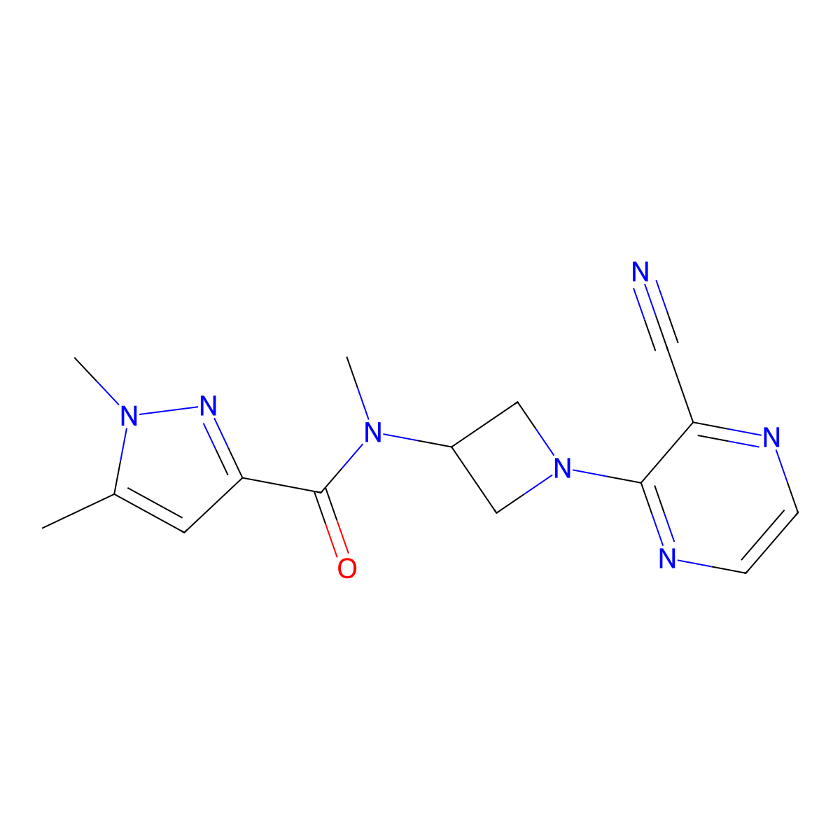 N-[1-(3-cyanopyrazin-2-yl)azetidin-3-yl]-N,1,5-trimethyl-1H-pyrazole-3-carboxamide molecular structure, CAS 2380143-03-1