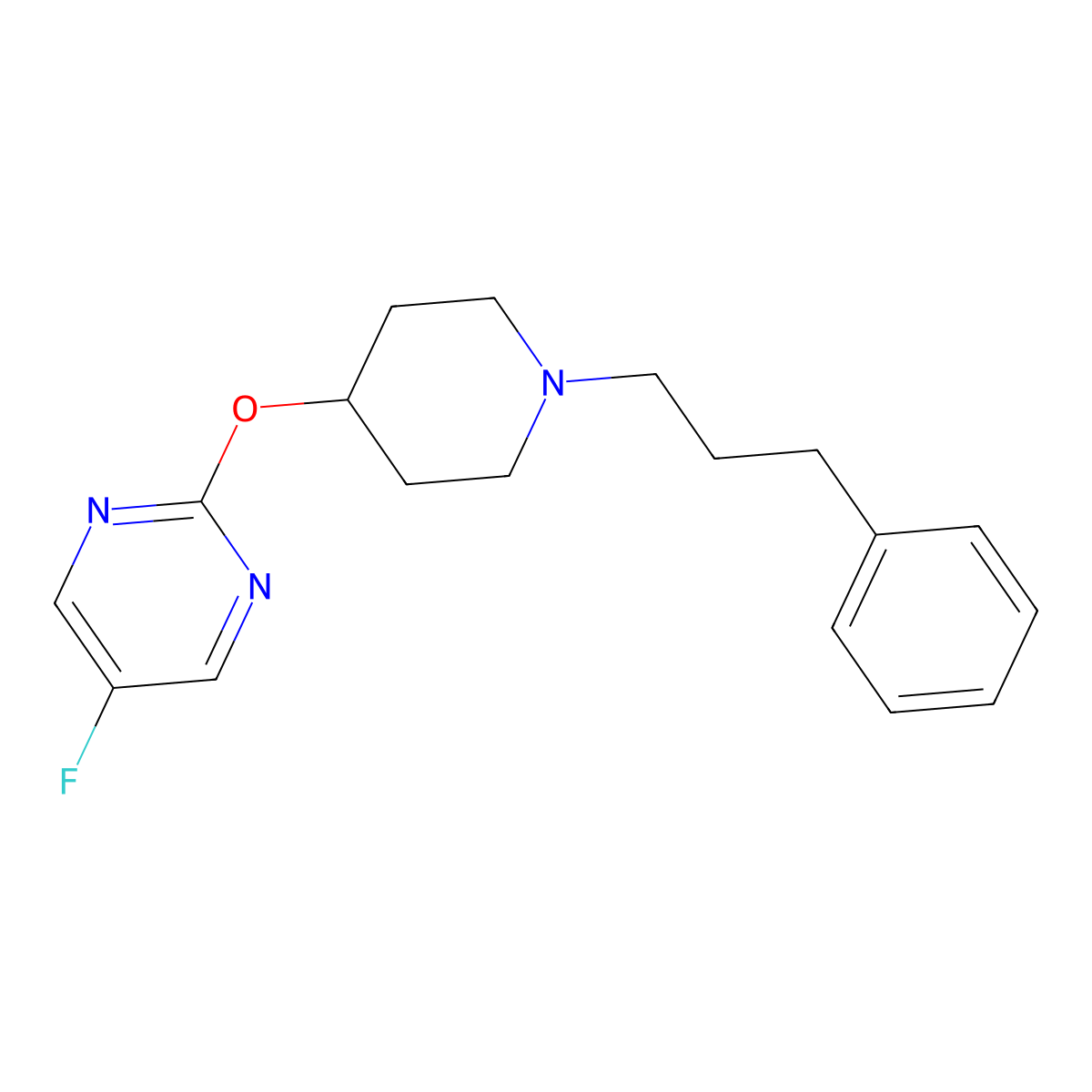5-Fluoro-2-{[1-(3-phenylpropyl)piperidin-4-yl]oxy}pyrimidine molecular structure, CAS 2380143-04-2