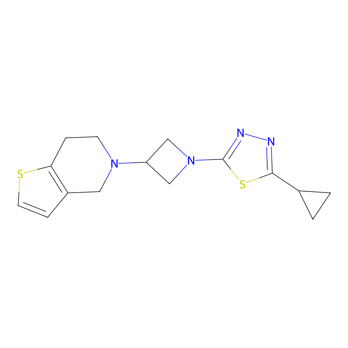 2-cyclopropyl-5-(3-{4H,5H,6H,7H-thieno[3,2-c]pyridin-5-yl}azetidin-1-yl)-1,3,4-thiadiazole molecular structure, CAS 2380143-08-6