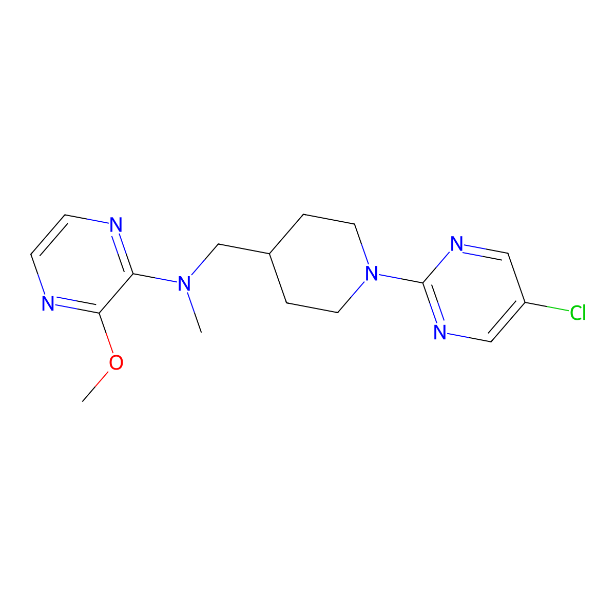 N-{[1-(5-chloropyrimidin-2-yl)piperidin-4-yl]methyl}-3-methoxy-N-methylpyrazin-2-amine molecular structure, CAS 2380143-12-2