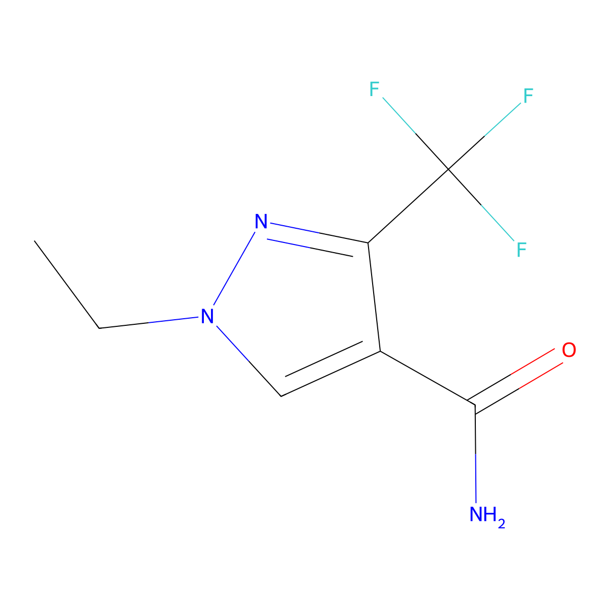 1-ethyl-3-(trifluoromethyl)-1H-pyrazole-4-carboxamide molecular structure, CAS 2380143-16-6