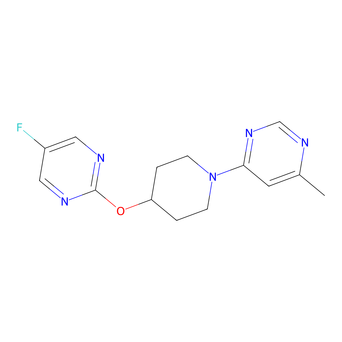 4-{4-[(5-Fluoropyrimidin-2-yl)oxy]piperidin-1-yl}-6-methylpyrimidine molecular structure, CAS 2380143-17-7