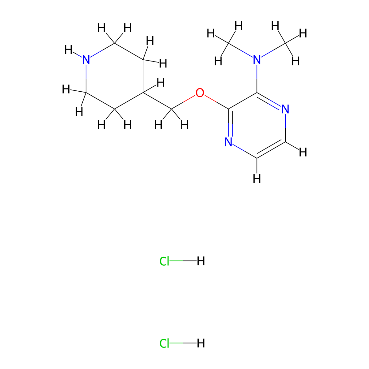 N,N-Dimethyl-3-(piperidin-4-ylmethoxy)pyrazin-2-amine;dihydrochloride molecular structure, CAS 2380143-23-5