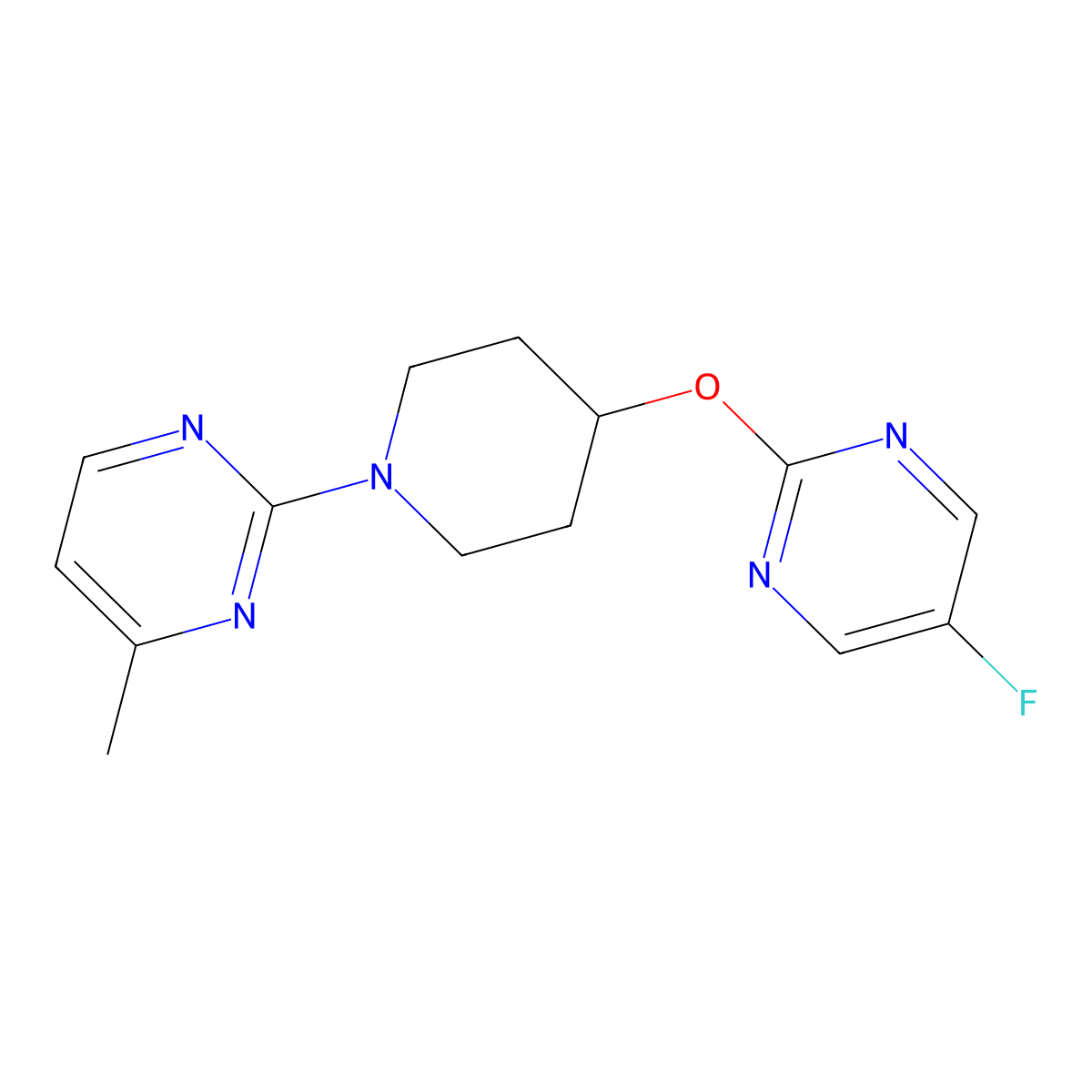 2-{4-[(5-Fluoropyrimidin-2-yl)oxy]piperidin-1-yl}-4-methylpyrimidine molecular structure, CAS 2380143-24-6