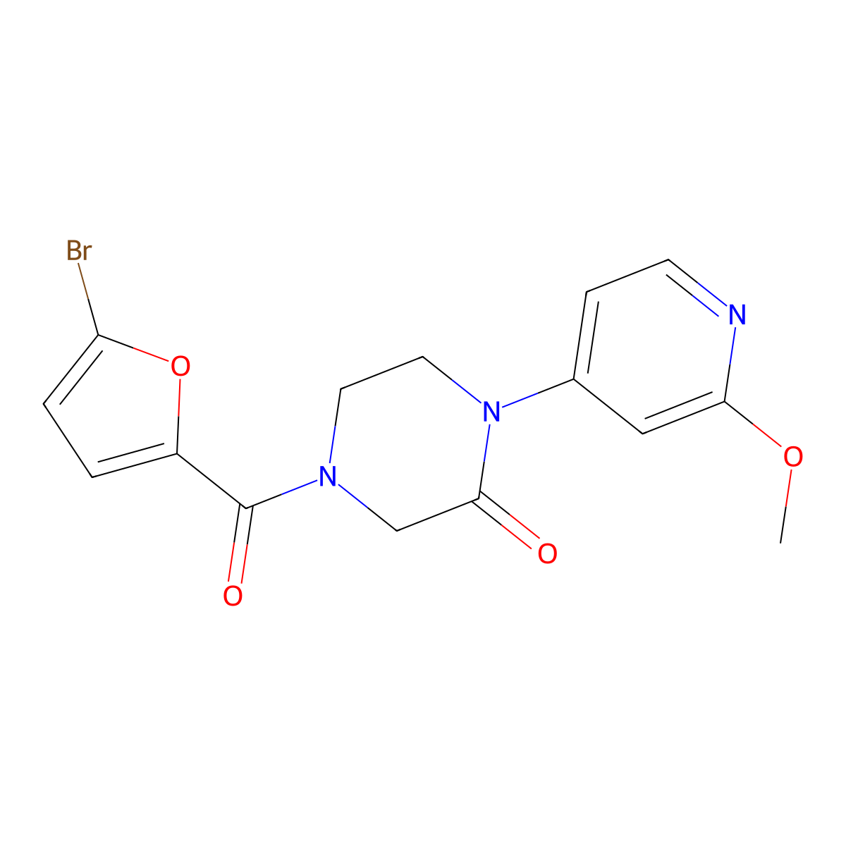 4-(5-Bromofuran-2-carbonyl)-1-(2-methoxypyridin-4-yl)piperazin-2-one molecular structure, CAS 2380143-26-8