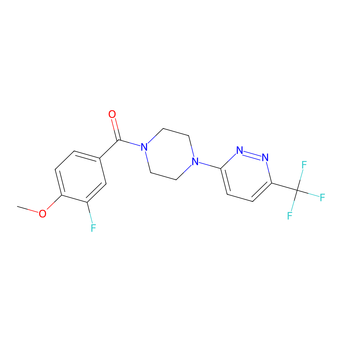3-[4-(3-Fluoro-4-methoxybenzoyl)piperazin-1-yl]-6-(trifluoromethyl)pyridazine molecular structure, CAS 2380143-27-9