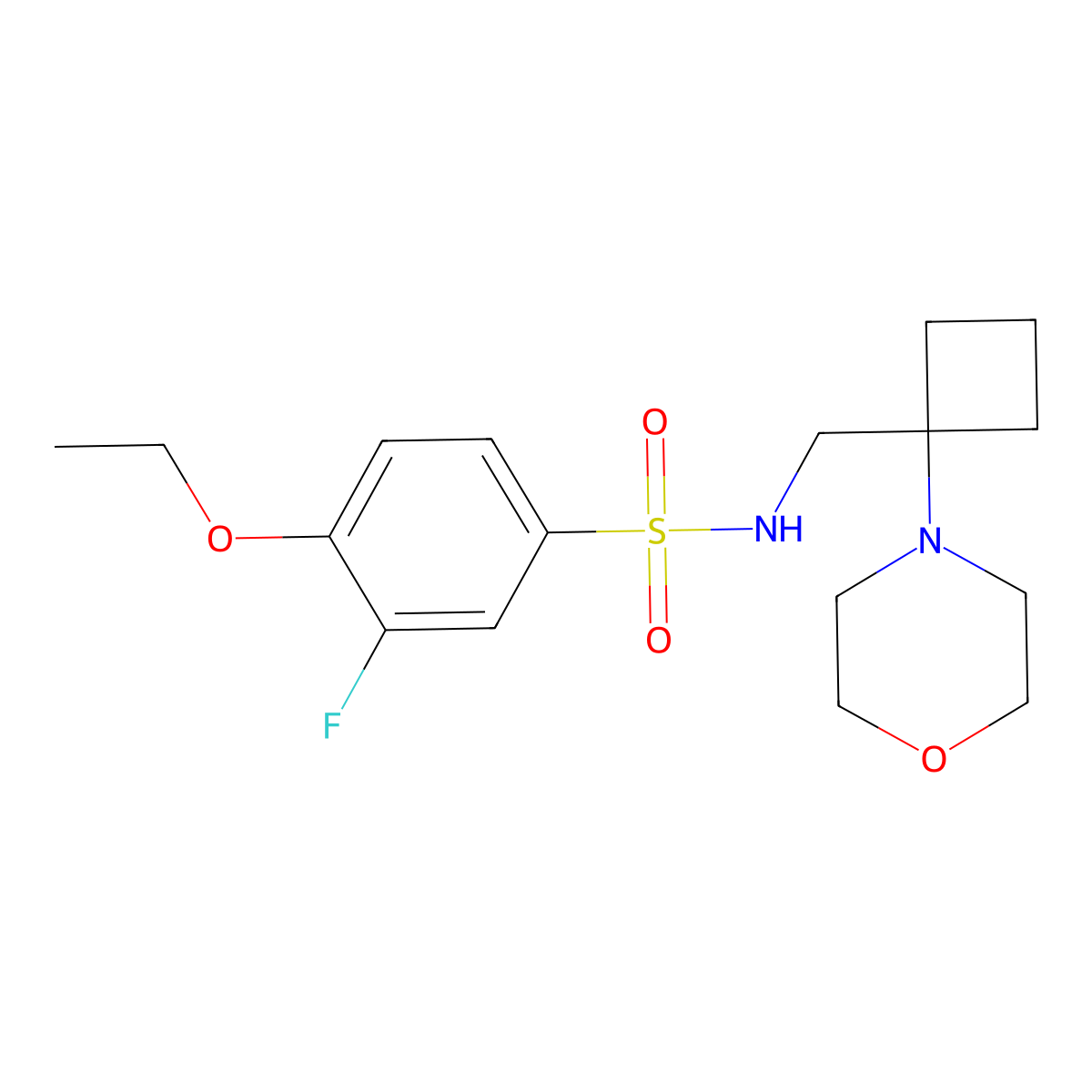 4-ethoxy-3-fluoro-N-{[1-(morpholin-4-yl)cyclobutyl]methyl}benzene-1-sulfonamide molecular structure, CAS 2380143-28-0