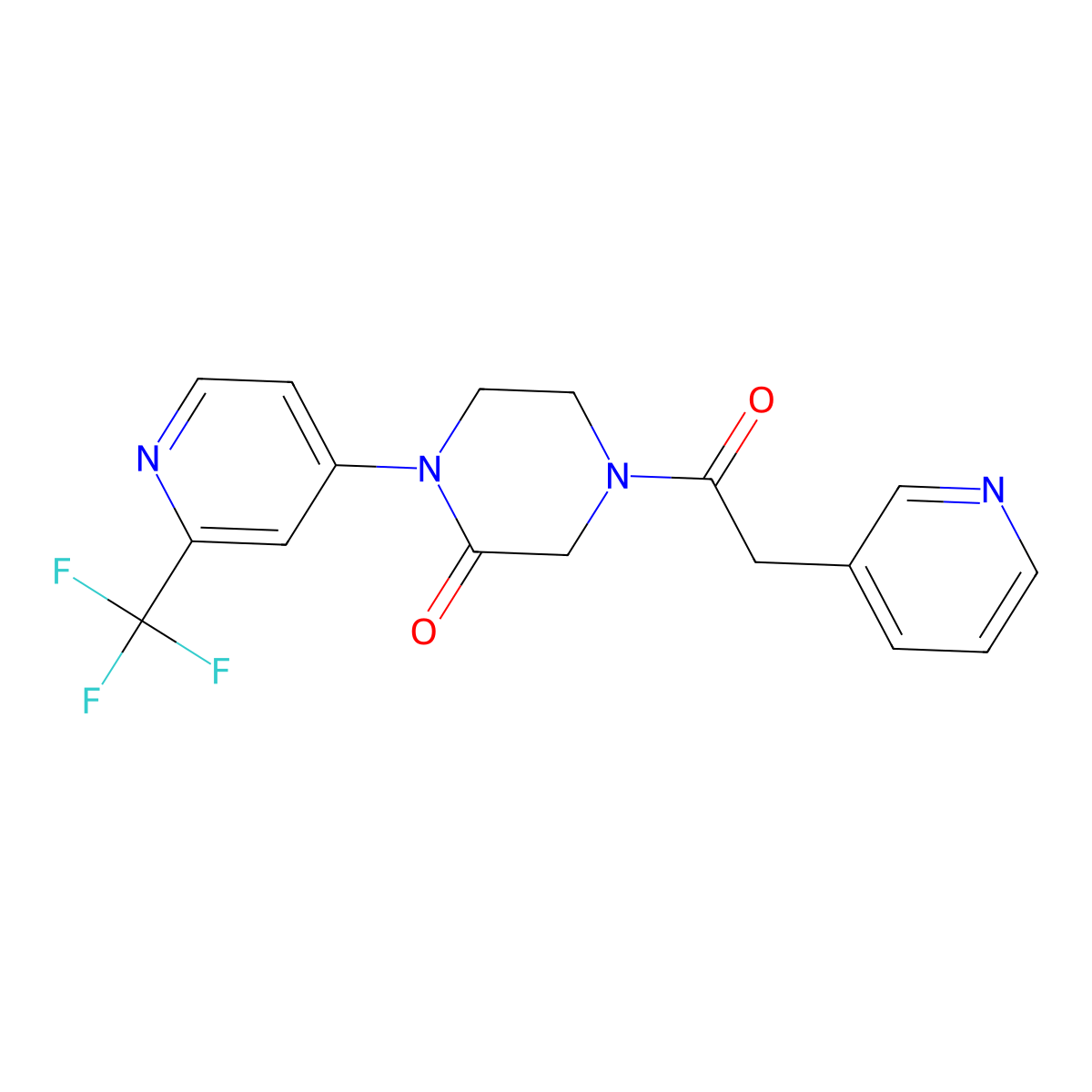4-[2-(Pyridin-3-yl)acetyl]-1-[2-(trifluoromethyl)pyridin-4-yl]piperazin-2-one molecular structure, CAS 2380143-31-5