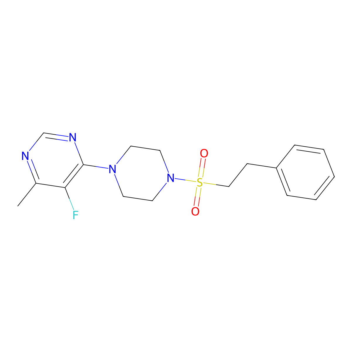 5-Fluoro-4-methyl-6-[4-(2-phenylethanesulfonyl)piperazin-1-yl]pyrimidine molecular structure, CAS 2380143-34-8