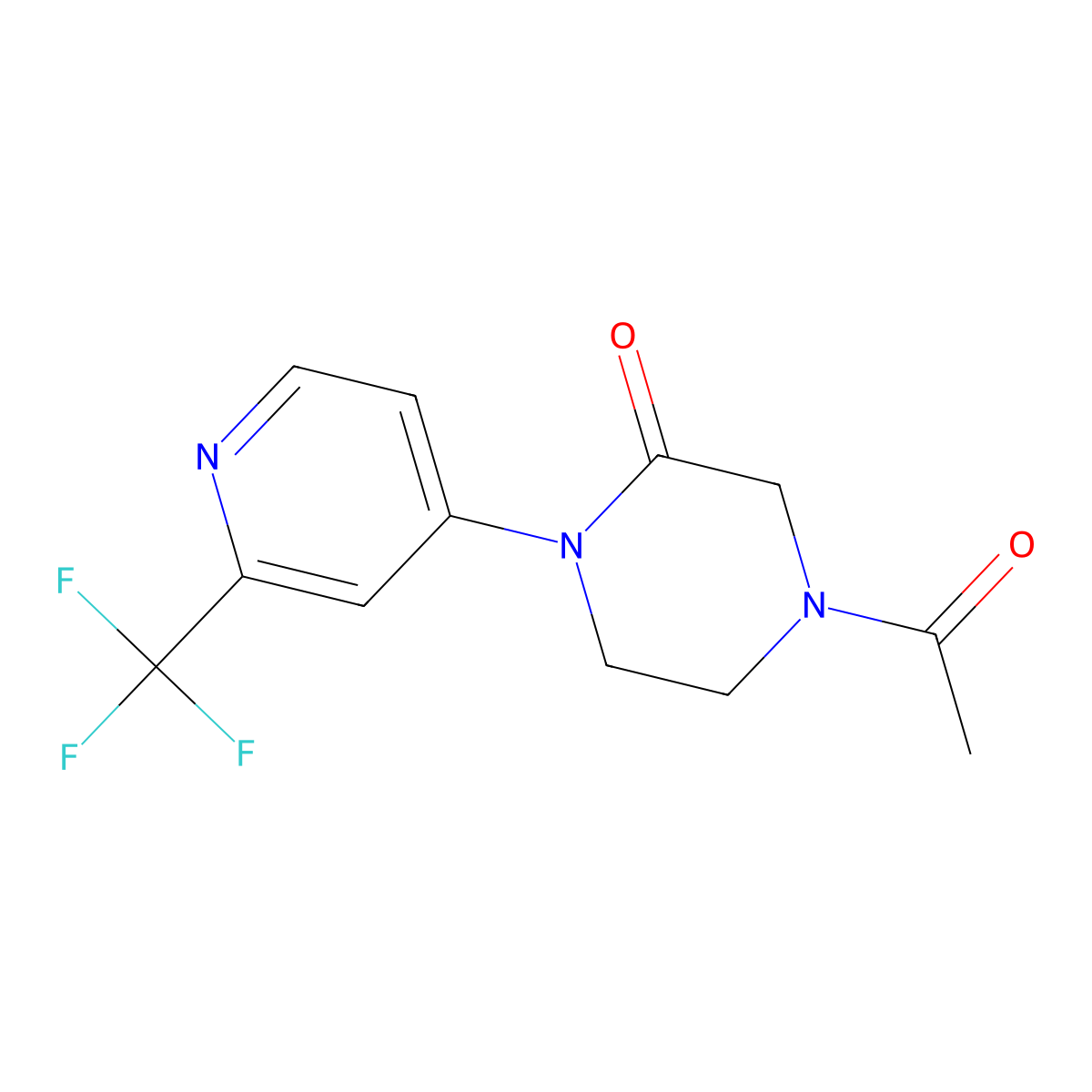 4-Acetyl-1-[2-(trifluoromethyl)pyridin-4-yl]piperazin-2-one molecular structure, CAS 2380143-35-9