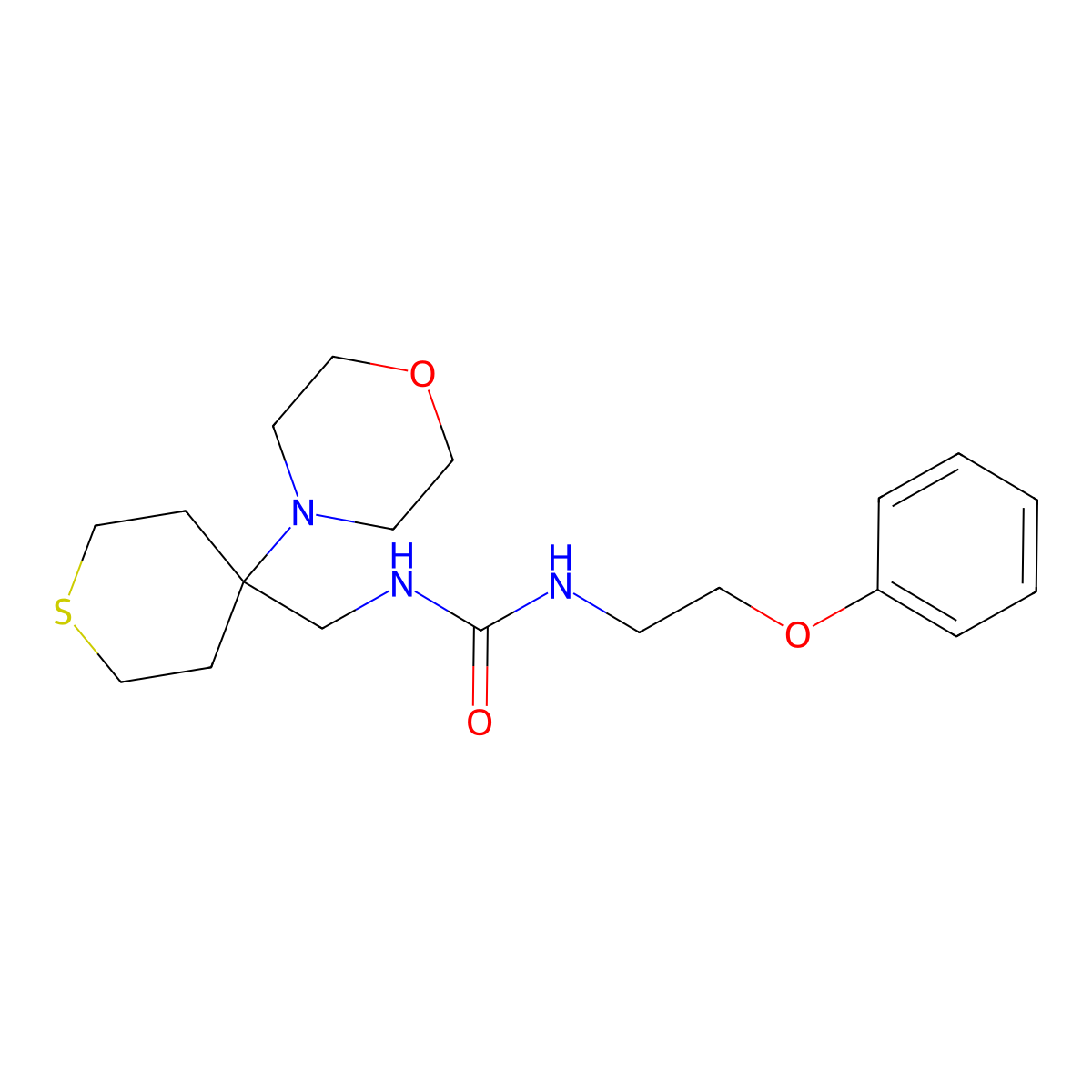 3-{[4-(Morpholin-4-yl)thian-4-yl]methyl}-1-(2-phenoxyethyl)urea molecular structure, CAS 2380143-37-1