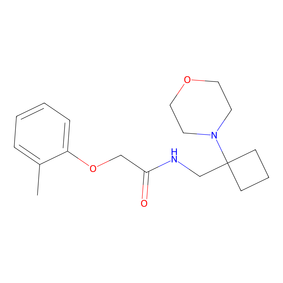 2-(2-methylphenoxy)-N-{[1-(morpholin-4-yl)cyclobutyl]methyl}acetamide molecular structure, CAS 2380143-41-7