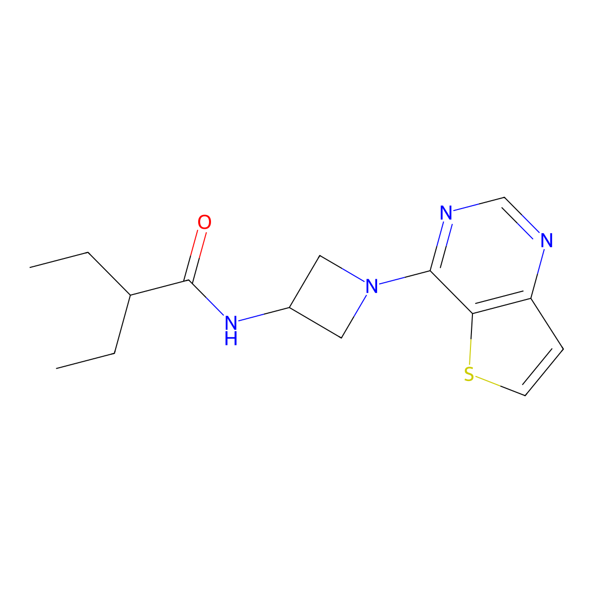 2-ethyl-N-(1-{thieno[3,2-d]pyrimidin-4-yl}azetidin-3-yl)butanamide molecular structure, CAS 2380143-45-1