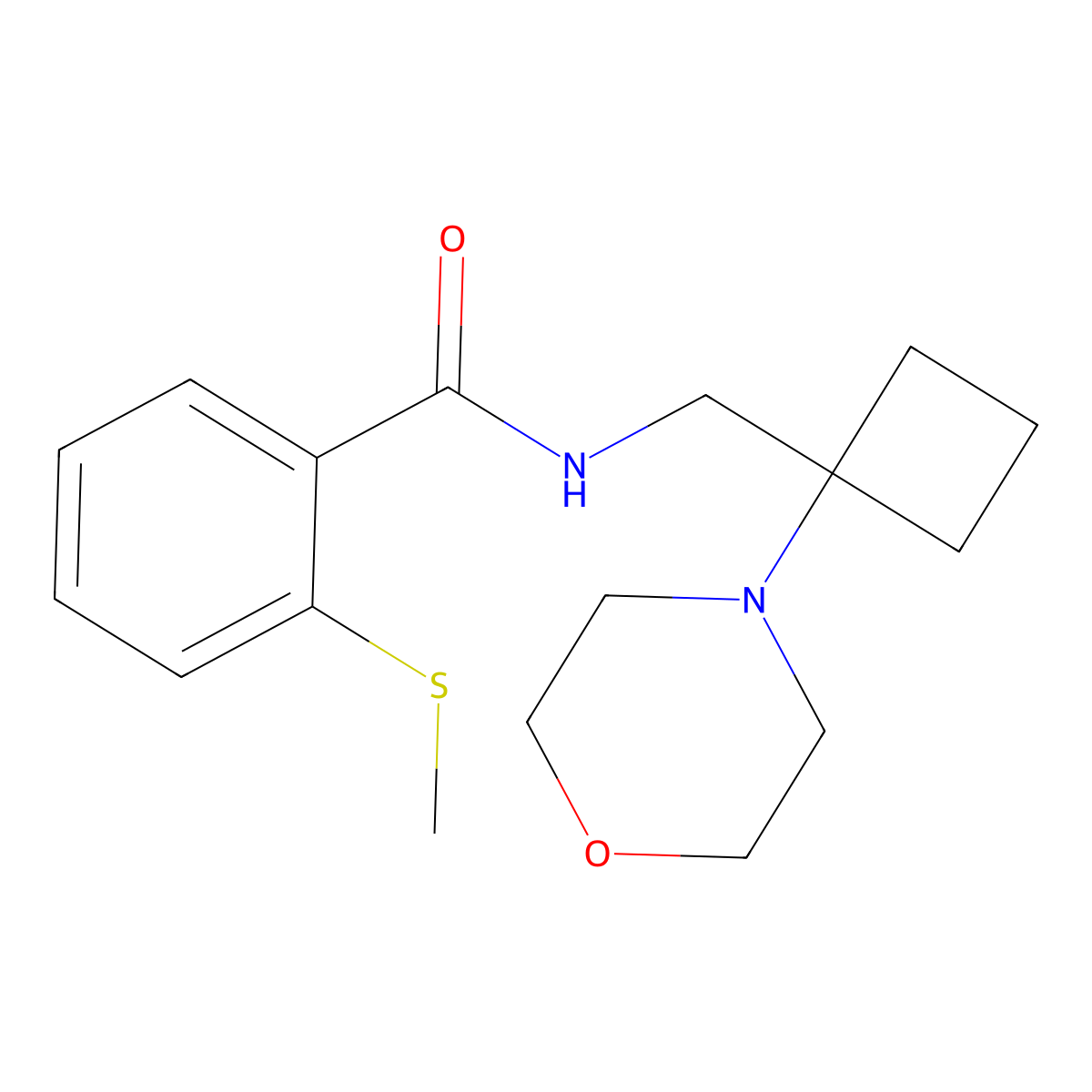 2-(methylsulfanyl)-N-{[1-(morpholin-4-yl)cyclobutyl]methyl}benzamide molecular structure, CAS 2380143-51-9