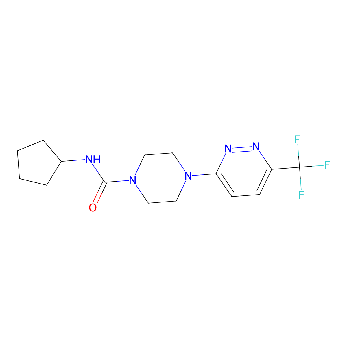N-Cyclopentyl-4-[6-(trifluoromethyl)pyridazin-3-yl]piperazine-1-carboxamide molecular structure, CAS 2380143-55-3