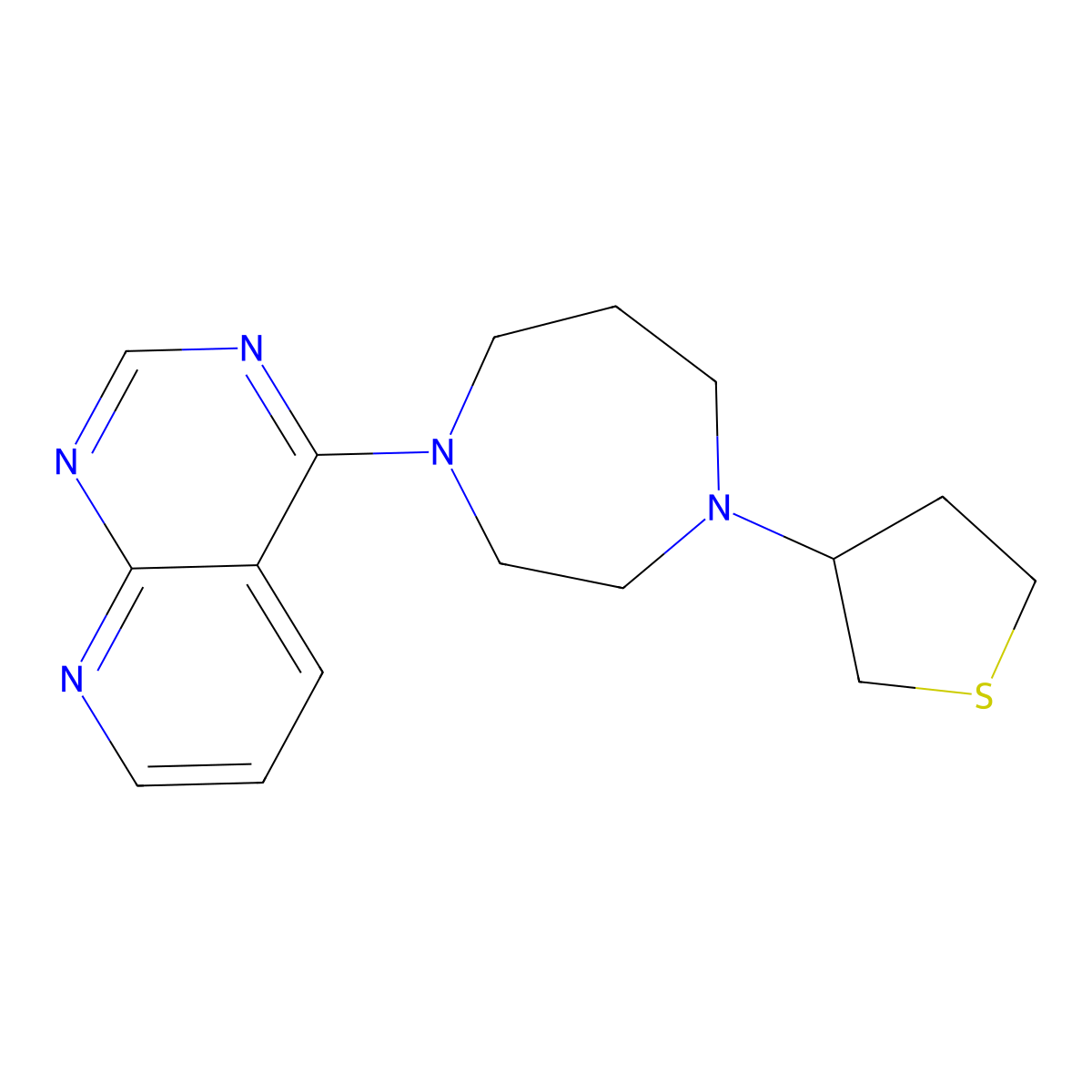 1-{Pyrido[2,3-d]pyrimidin-4-yl}-4-(thiolan-3-yl)-1,4-diazepane molecular structure, CAS 2380143-61-1