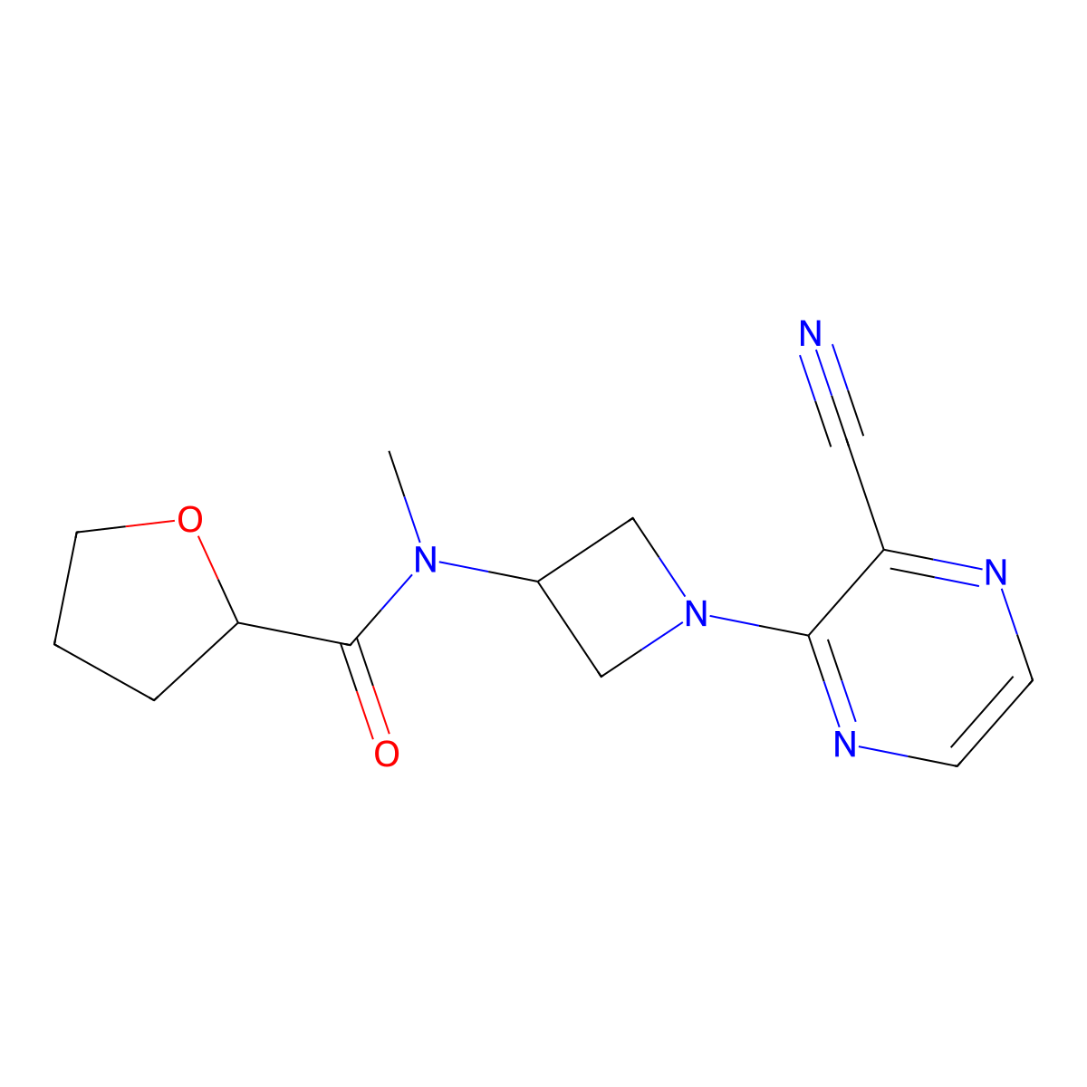 N-[1-(3-Cyanopyrazin-2-yl)azetidin-3-yl]-N-methyloxolane-2-carboxamide molecular structure, CAS 2380143-65-5