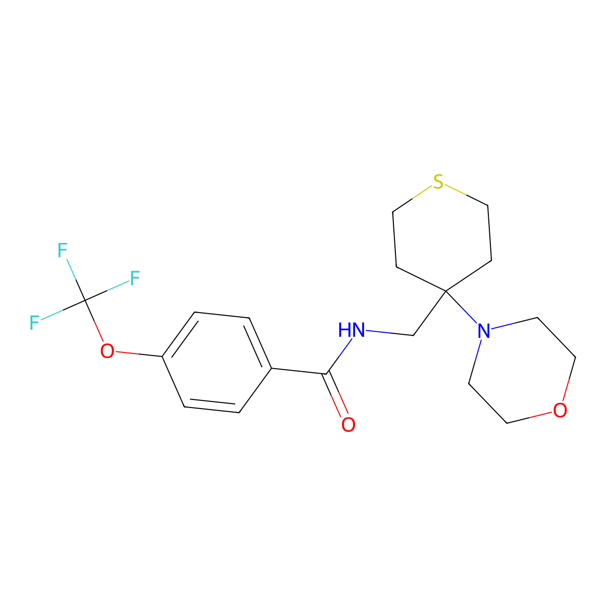 N-{[4-(morpholin-4-yl)thian-4-yl]methyl}-4-(trifluoromethoxy)benzamide molecular structure, CAS 2380143-68-8