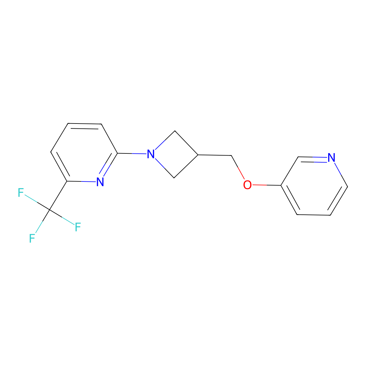 2-{3-[(Pyridin-3-yloxy)methyl]azetidin-1-yl}-6-(trifluoromethyl)pyridine molecular structure, CAS 2380143-69-9