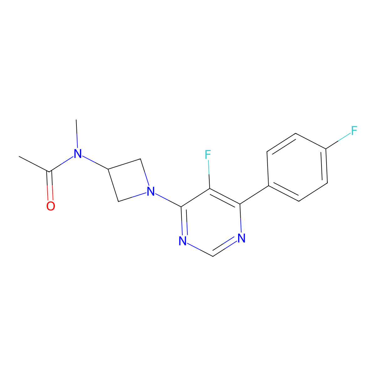 N-{1-[5-fluoro-6-(4-fluorophenyl)pyrimidin-4-yl]azetidin-3-yl}-N-methylacetamide molecular structure, CAS 2380143-72-4