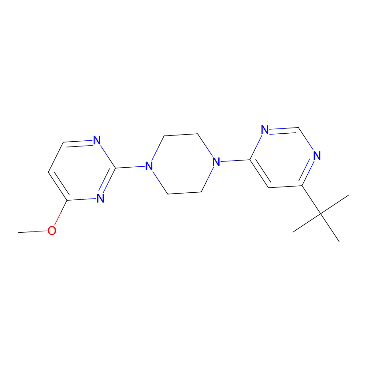 2-[4-(6-Tert-butylpyrimidin-4-yl)piperazin-1-yl]-4-methoxypyrimidine molecular structure, CAS 2380143-76-8