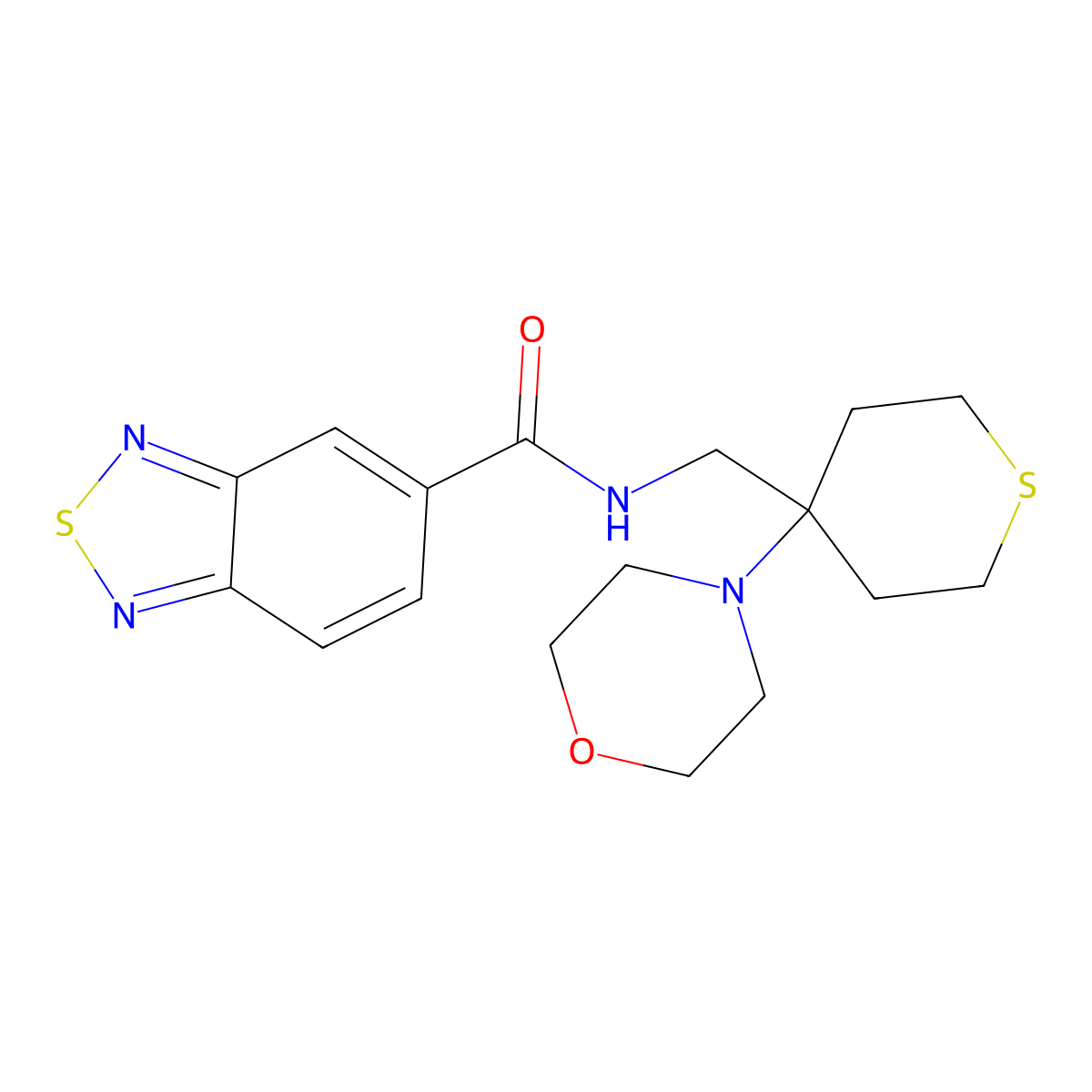 N-{[4-(morpholin-4-yl)thian-4-yl]methyl}-2,1,3-benzothiadiazole-5-carboxamide molecular structure, CAS 2380143-80-4