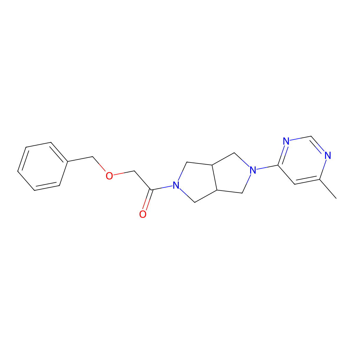 2-(Benzyloxy)-1-[5-(6-methylpyrimidin-4-yl)-octahydropyrrolo[3,4-c]pyrrol-2-yl]ethan-1-one molecular structure, CAS 2380143-85-9