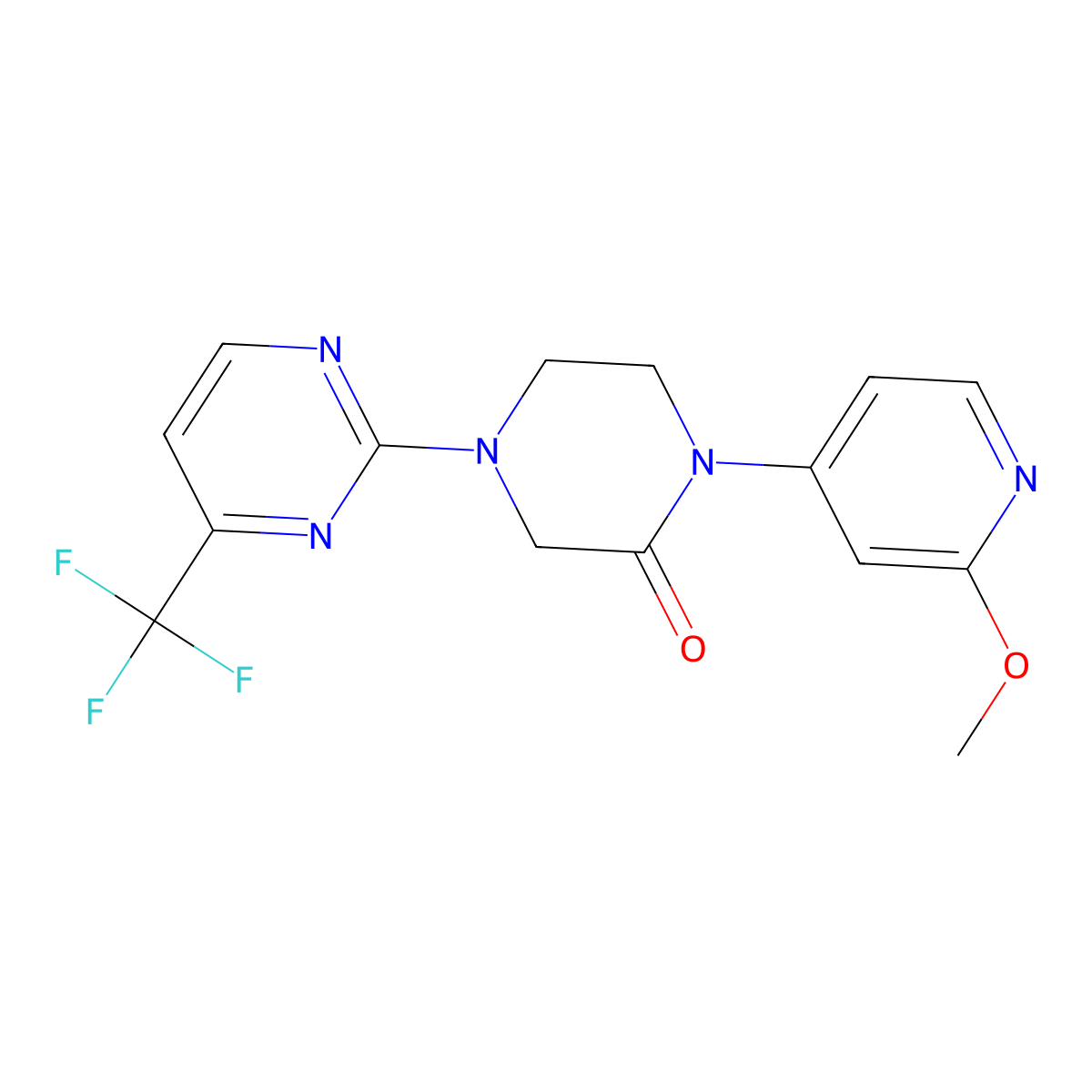1-(2-Methoxypyridin-4-yl)-4-[4-(trifluoromethyl)pyrimidin-2-yl]piperazin-2-one molecular structure, CAS 2380143-86-0