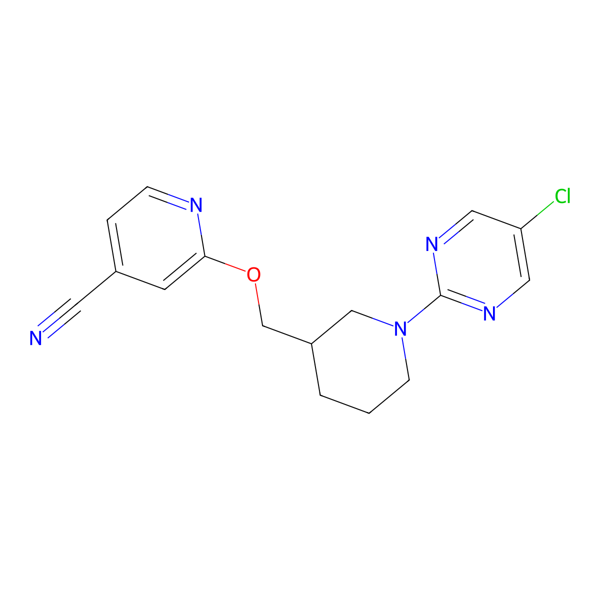 2-{[1-(5-Chloropyrimidin-2-yl)piperidin-3-yl]methoxy}pyridine-4-carbonitrile molecular structure, CAS 2380143-87-1