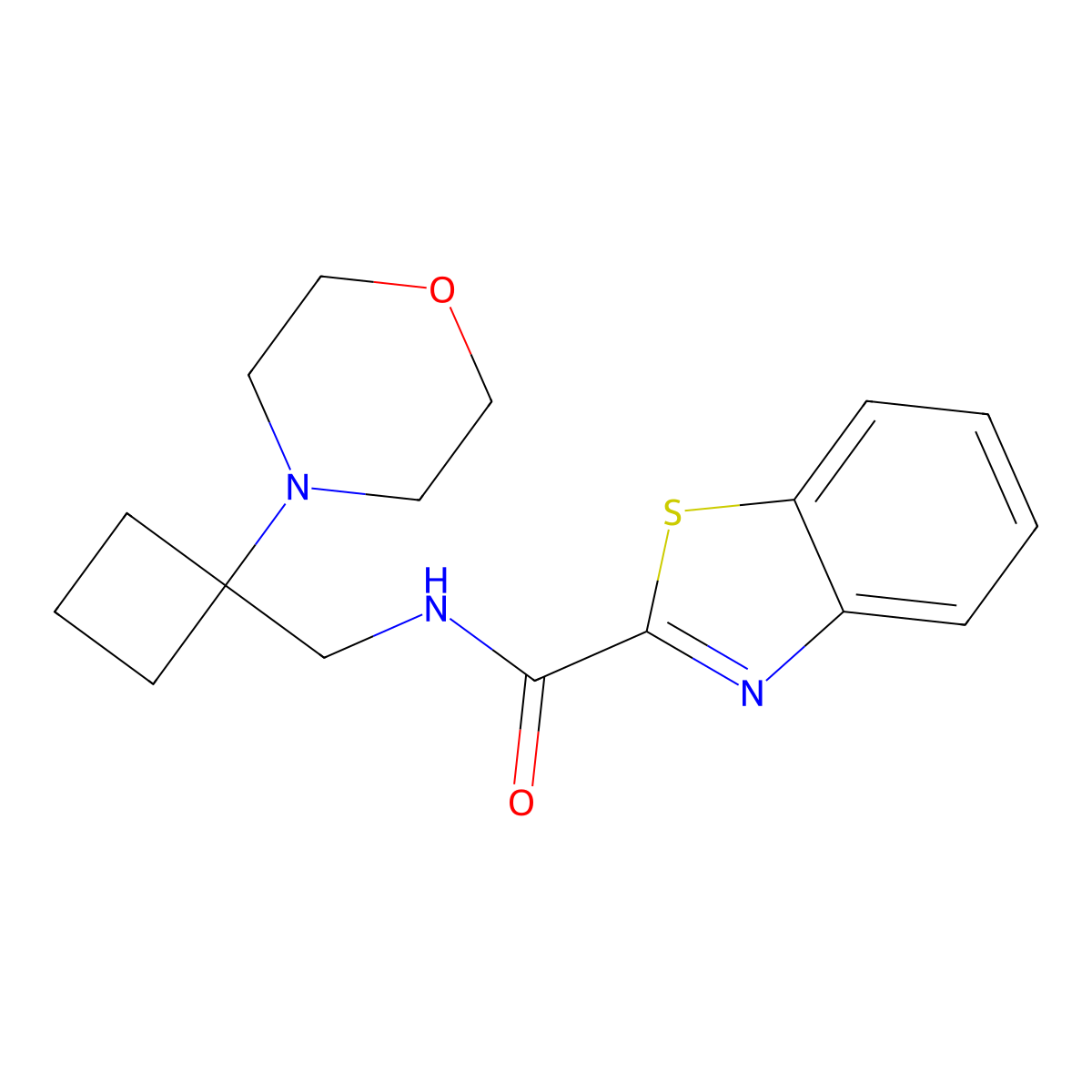 N-{[1-(morpholin-4-yl)cyclobutyl]methyl}-1,3-benzothiazole-2-carboxamide molecular structure, CAS 2380143-92-8