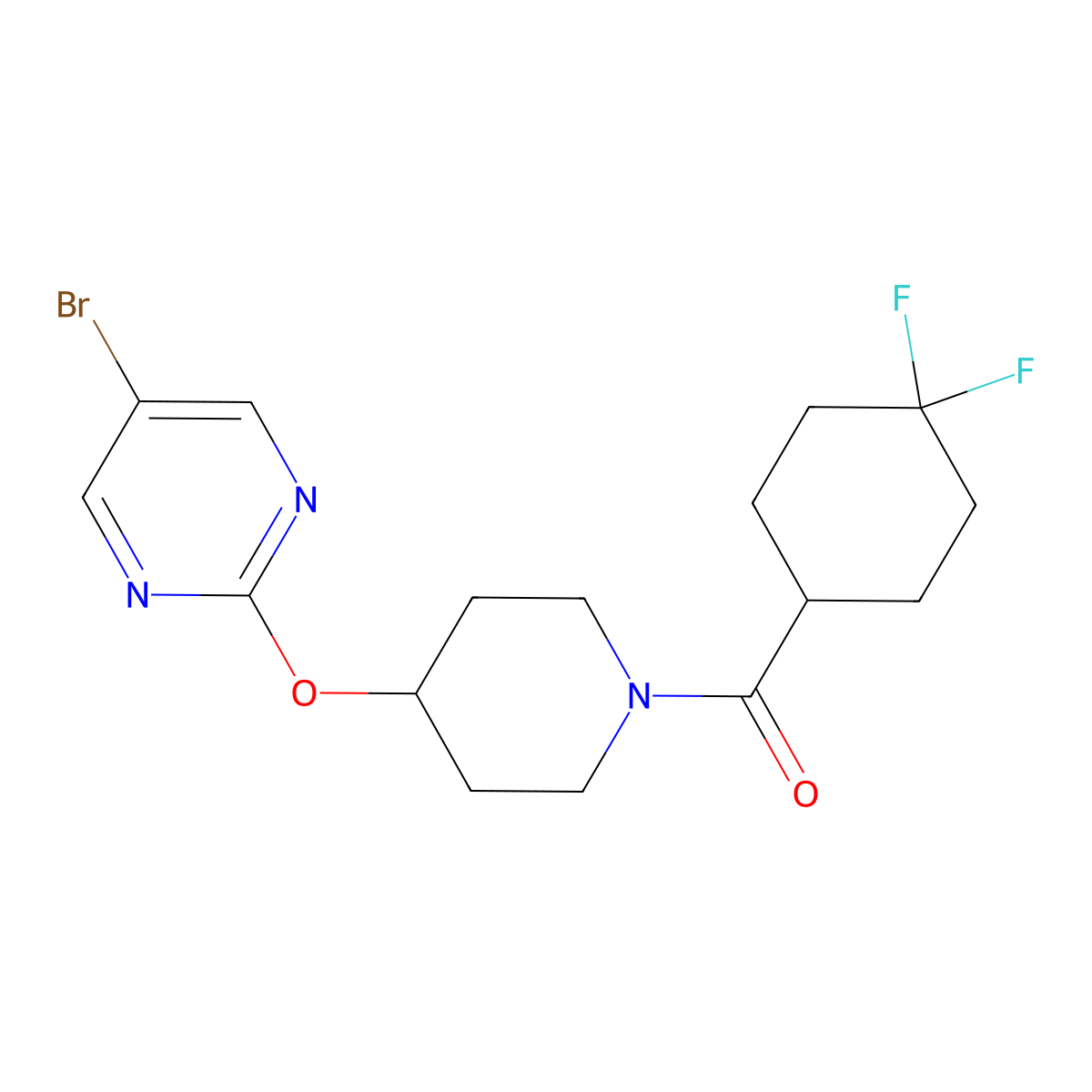 5-Bromo-2-{[1-(4,4-difluorocyclohexanecarbonyl)piperidin-4-yl]oxy}pyrimidine molecular structure, CAS 2380143-94-0