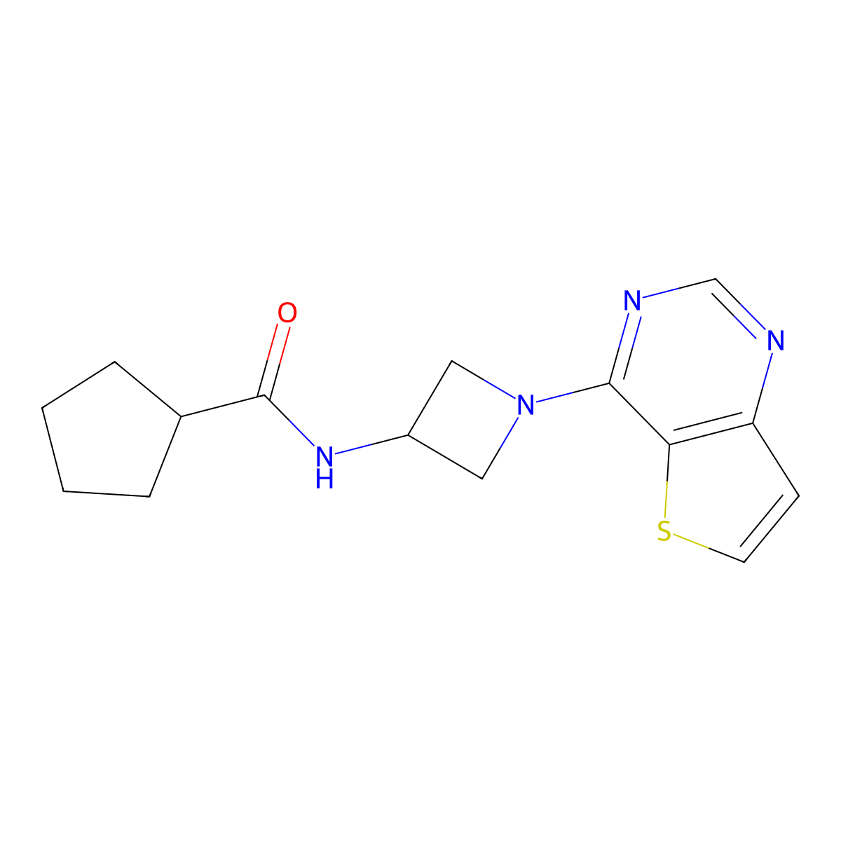 N-(1-{thieno[3,2-d]pyrimidin-4-yl}azetidin-3-yl)cyclopentanecarboxamide molecular structure, CAS 2380144-01-2