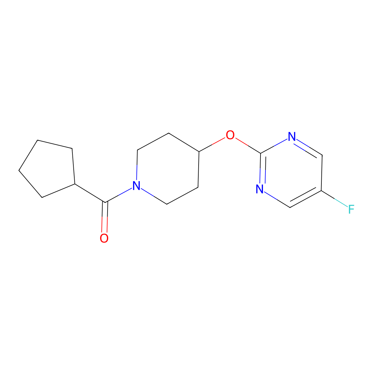 2-[(1-Cyclopentanecarbonylpiperidin-4-yl)oxy]-5-fluoropyrimidine molecular structure, CAS 2380144-04-5