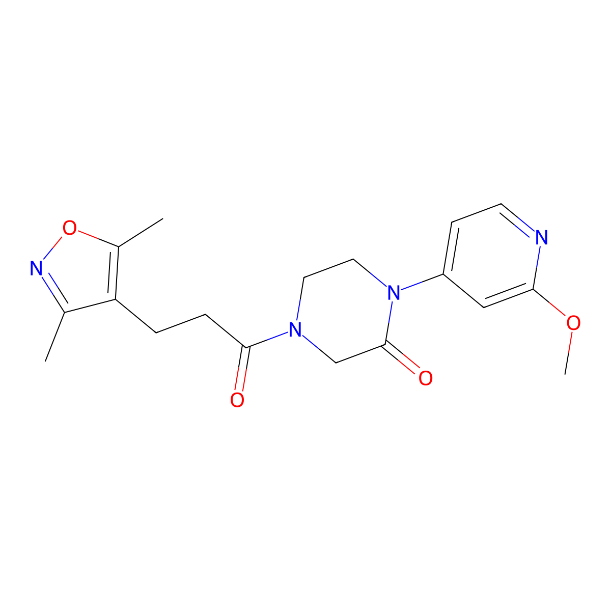 4-[3-(3,5-Dimethyl-1,2-oxazol-4-yl)propanoyl]-1-(2-methoxypyridin-4-yl)piperazin-2-one molecular structure, CAS 2380144-06-7