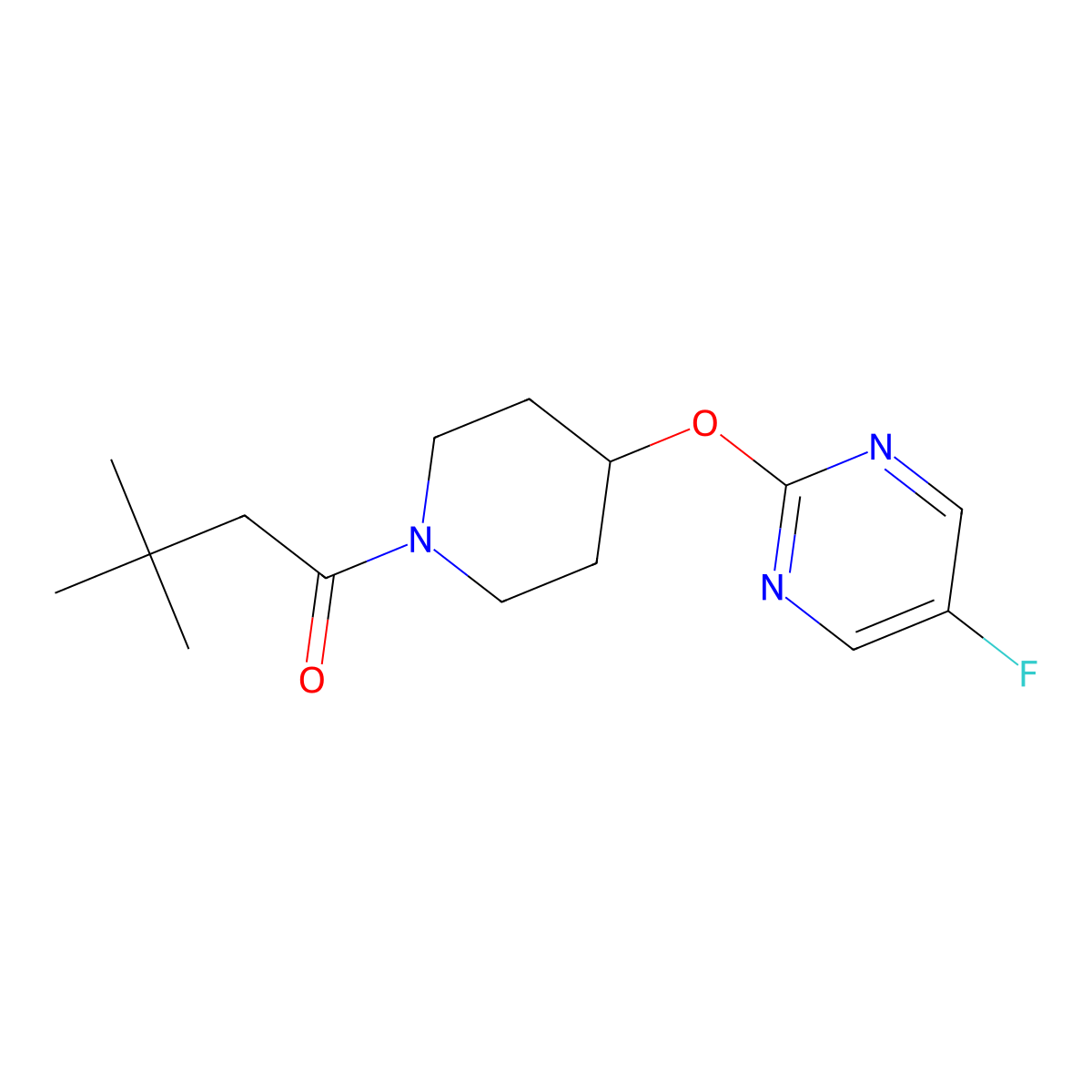 1-{4-[(5-Fluoropyrimidin-2-yl)oxy]piperidin-1-yl}-3,3-dimethylbutan-1-one molecular structure, CAS 2380144-11-4