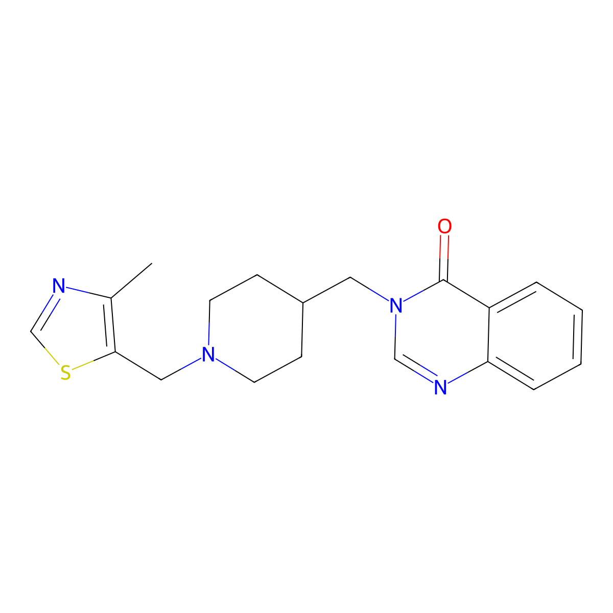 3-({1-[(4-Methyl-1,3-thiazol-5-yl)methyl]piperidin-4-yl}methyl)-3,4-dihydroquinazolin-4-one molecular structure, CAS 2380144-12-5