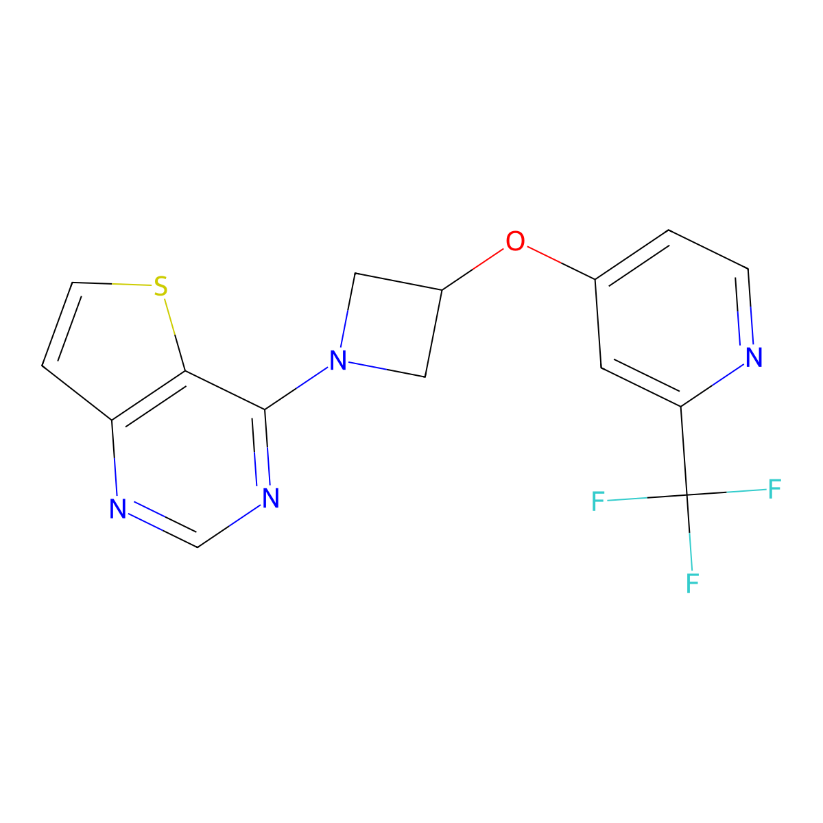 4-[(1-{Thieno[3,2-d]pyrimidin-4-yl}azetidin-3-yl)oxy]-2-(trifluoromethyl)pyridine molecular structure, CAS 2380144-13-6