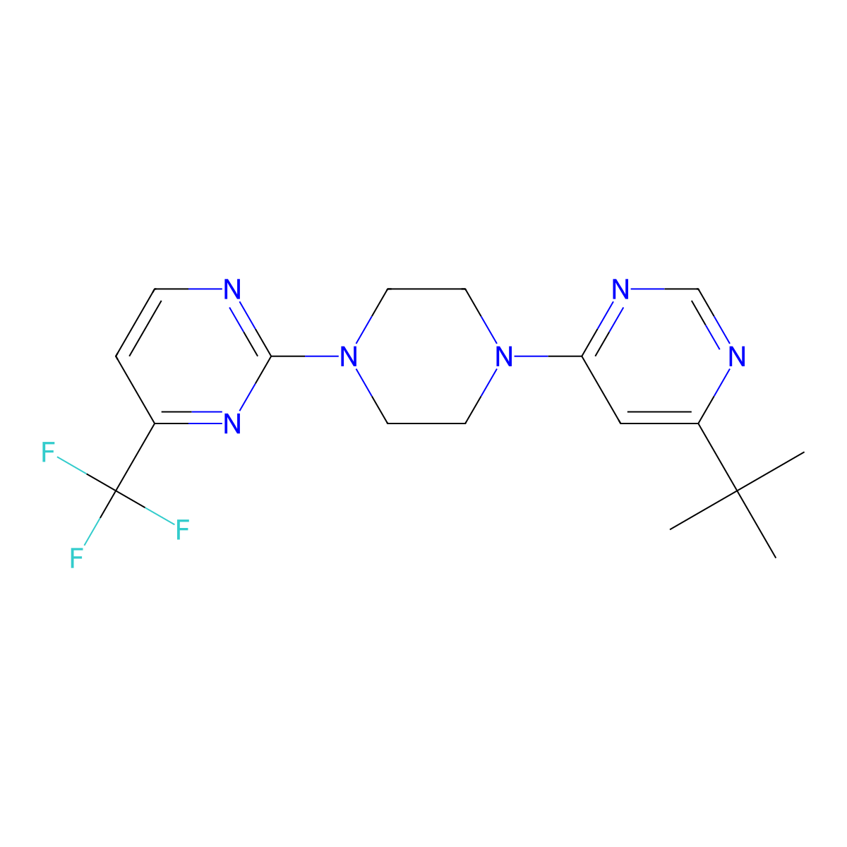 2-[4-(6-Tert-butylpyrimidin-4-yl)piperazin-1-yl]-4-(trifluoromethyl)pyrimidine molecular structure, CAS 2380144-19-2
