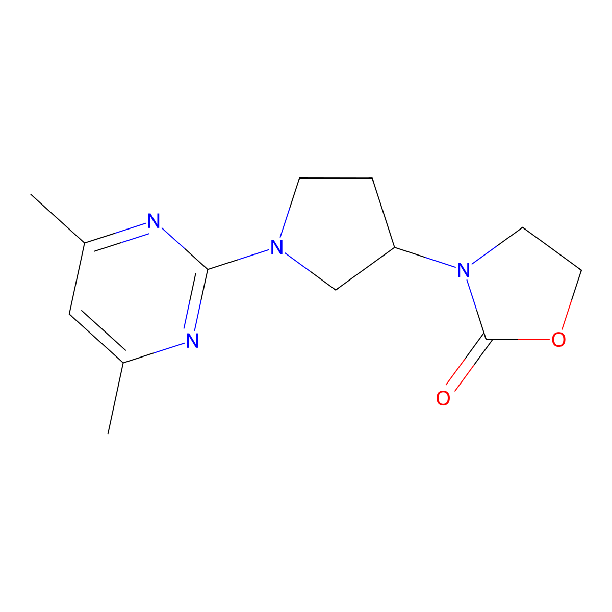 3-[1-(4,6-Dimethylpyrimidin-2-yl)pyrrolidin-3-yl]-1,3-oxazolidin-2-one molecular structure, CAS 2380144-20-5