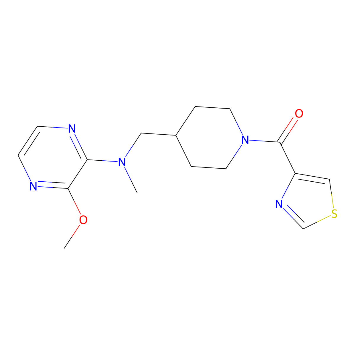 3-methoxy-N-methyl-N-{[1-(1,3-thiazole-4-carbonyl)piperidin-4-yl]methyl}pyrazin-2-amine molecular structure, CAS 2380144-22-7