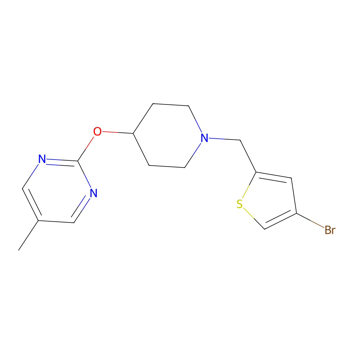 2-({1-[(4-Bromothiophen-2-yl)methyl]piperidin-4-yl}oxy)-5-methylpyrimidine molecular structure, CAS 2380144-31-8