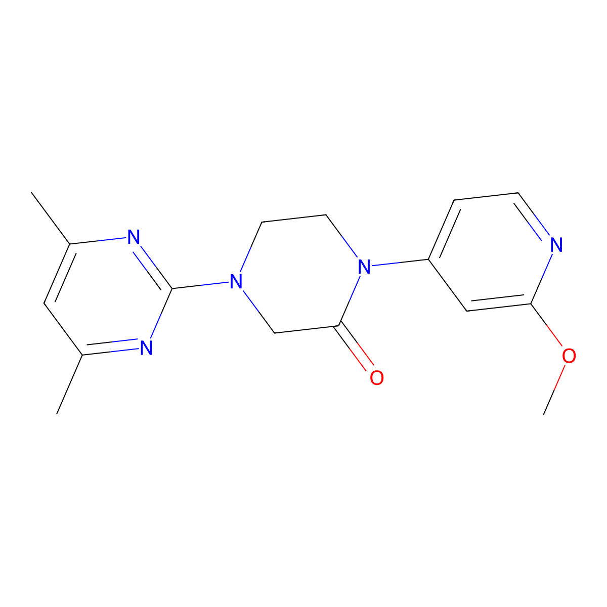 4-(4,6-Dimethylpyrimidin-2-yl)-1-(2-methoxypyridin-4-yl)piperazin-2-one molecular structure, CAS 2380144-32-9