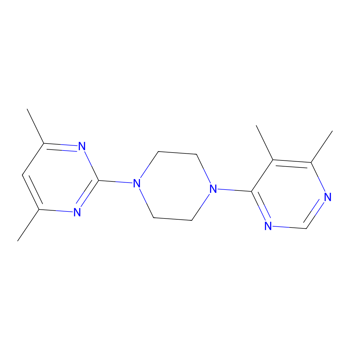4-[4-(4,6-Dimethylpyrimidin-2-yl)piperazin-1-yl]-5,6-dimethylpyrimidine molecular structure, CAS 2380144-37-4
