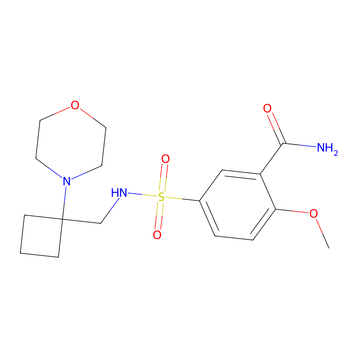 2-Methoxy-5-({[1-(morpholin-4-yl)cyclobutyl]methyl}sulfamoyl)benzamide molecular structure, CAS 2380144-40-9