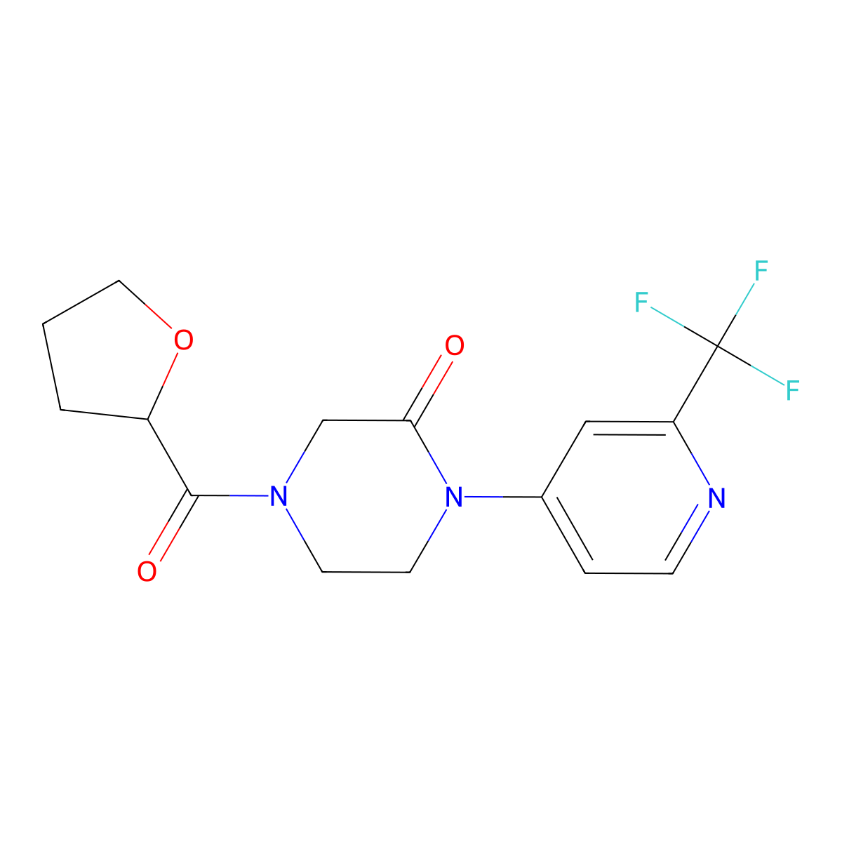4-(Oxolane-2-carbonyl)-1-[2-(trifluoromethyl)pyridin-4-yl]piperazin-2-one molecular structure, CAS 2380144-44-3