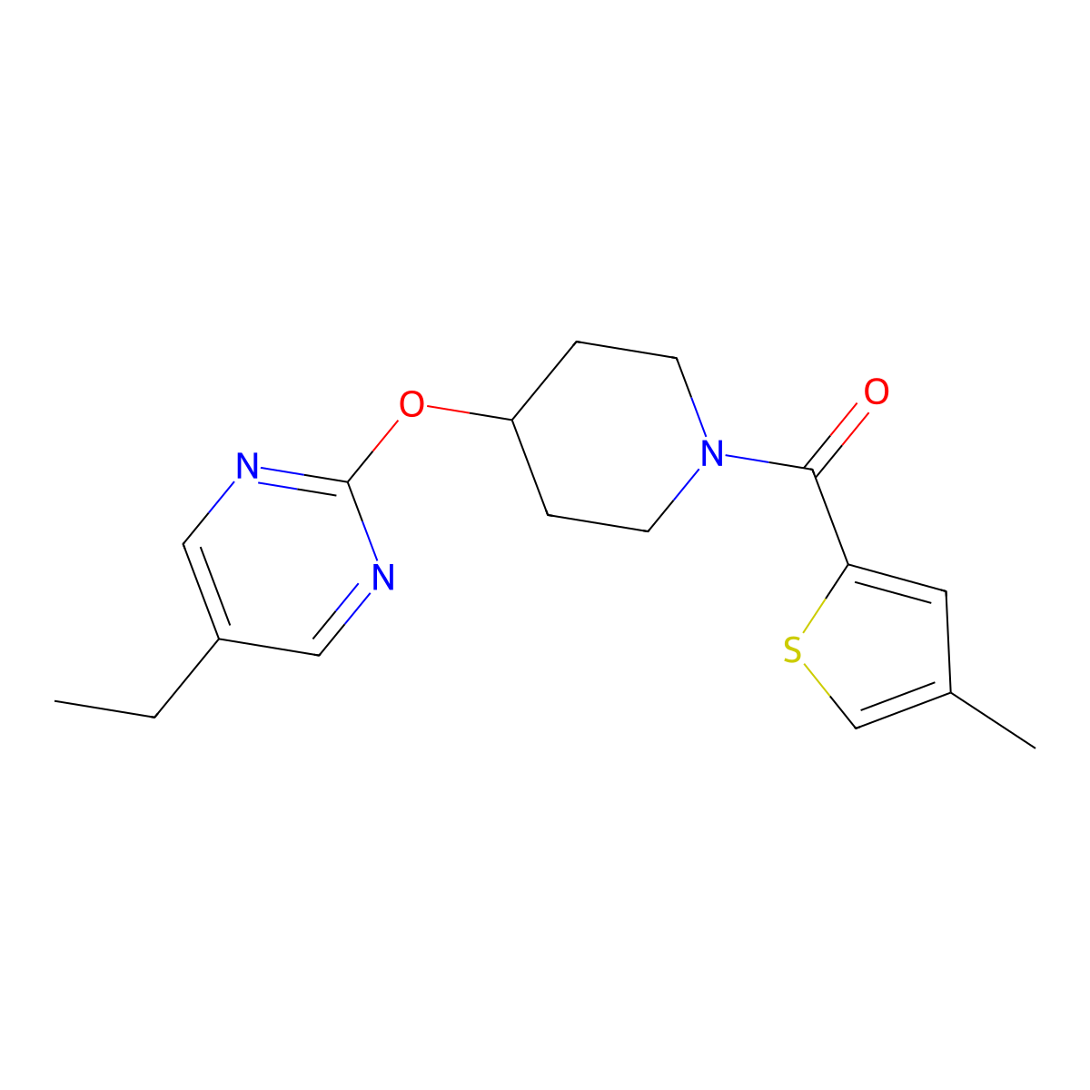 5-Ethyl-2-{[1-(4-methylthiophene-2-carbonyl)piperidin-4-yl]oxy}pyrimidine molecular structure, CAS 2380144-45-4