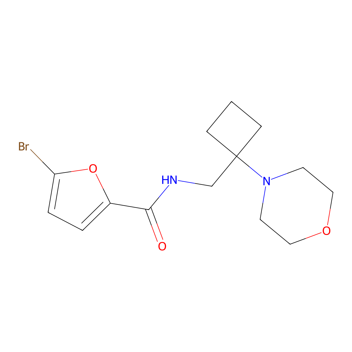 5-bromo-N-{[1-(morpholin-4-yl)cyclobutyl]methyl}furan-2-carboxamide molecular structure, CAS 2380144-49-8